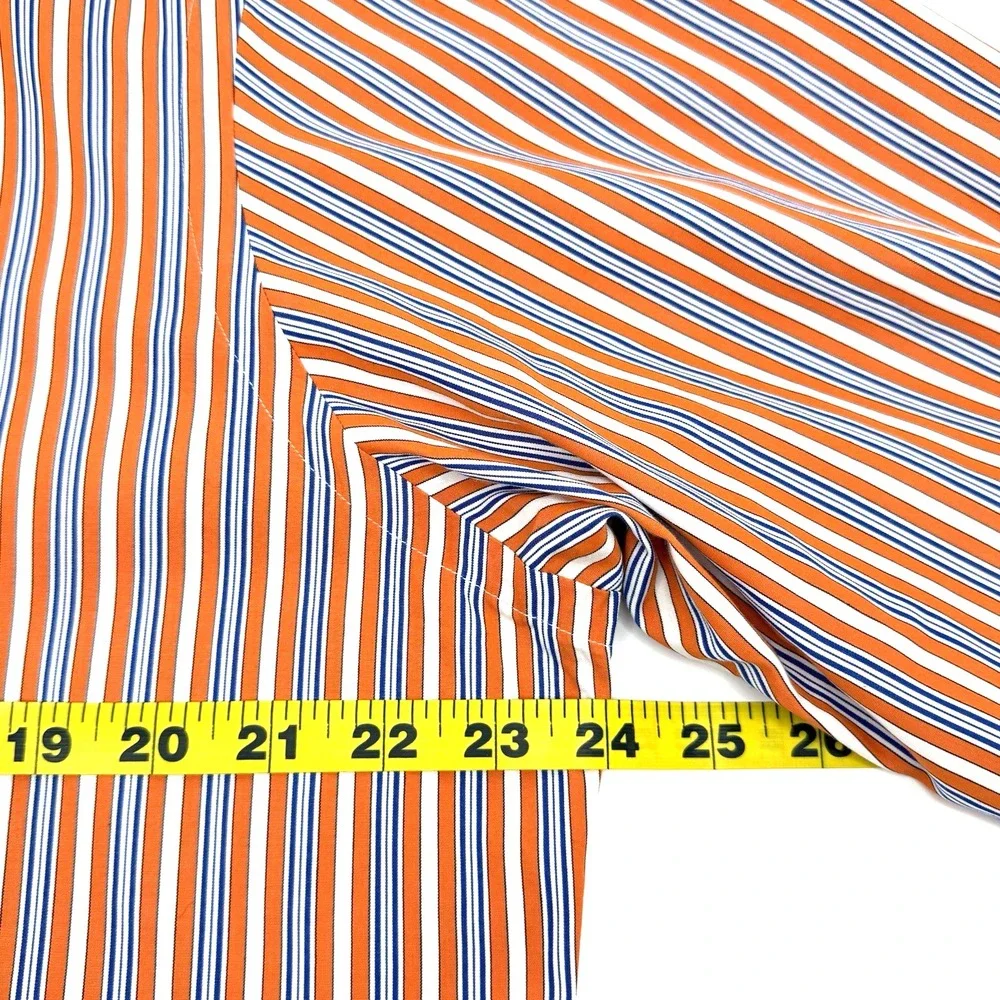 Ralph Lauren Shirt Men's L Custom Fit Long Sleeve Orange Blue Stripe Hong‎ Kong